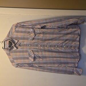 J. Campbell Blue and Purple Plaid Shirt Medium 100% Cotton Button Down